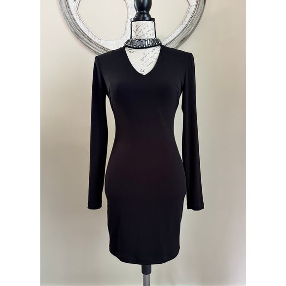 Jodi Kristopher Black Bodycon Dress Women’sSize 1 Small Long Sleeve Stretch Mini - Picture 1 of 8